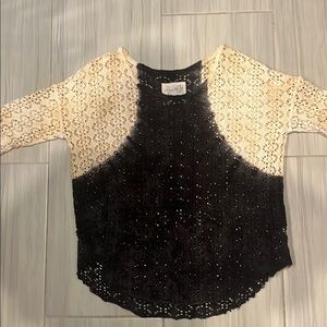 We The Free Black and Cream Crochet/Lace Top